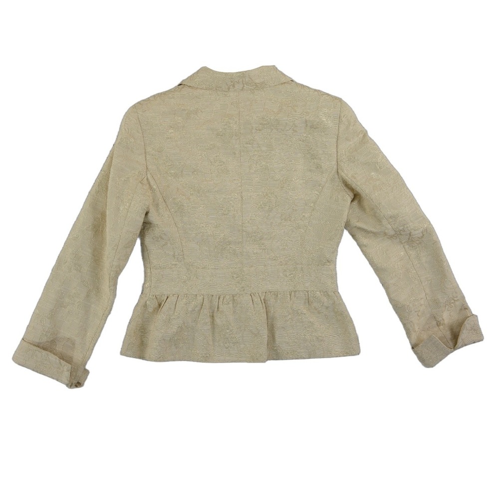 Lafayette 148 Blazer Women's Size 6 Gold Floral Jacquard Peplum Metallic Jacket - Picture 3 of 11